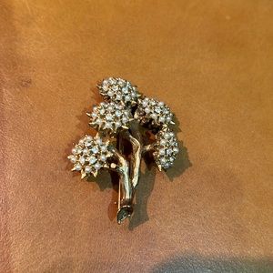 Vintage Pearl and Rhinestone Brooch Tree Branch